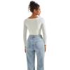 imageSUUKSESS Women Seamless Ribbed Long Sleeve Tops Boat Neck Modal Going Out Fitted ShirtWhite