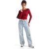 imageSUUKSESS Women Seamless Ribbed Long Sleeve Tops Boat Neck Modal Going Out Fitted ShirtWine Red