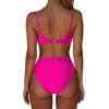 imageSUUKSESS Women Sexy High Waisted Bikini Sets Cheeky High Cut 2 Piece Swimsuits63 Hot Pink