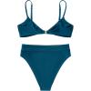 imageSUUKSESS Women Sexy High Waisted Bikini Sets Cheeky High Cut 2 Piece Swimsuits63 Peacock Blue