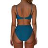 imageSUUKSESS Women Sexy High Waisted Bikini Sets Cheeky High Cut 2 Piece Swimsuits63 Peacock Blue