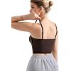 imageSUUKSESS Women Square Neck Longline Sports Bra Padded Basic Workout Cami Tank TopDark Brown