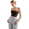 imageSUUKSESS Women Square Neck Longline Sports Bra Padded Basic Workout Cami Tank TopDark Brown