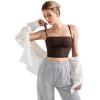 imageSUUKSESS Women Square Neck Longline Sports Bra Padded Basic Workout Cami Tank TopDark Brown