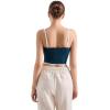 imageSUUKSESS Women Square Neck Longline Sports Bra Padded Basic Workout Cami Tank TopNavy