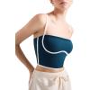 imageSUUKSESS Women Square Neck Longline Sports Bra Padded Basic Workout Cami Tank TopNavy