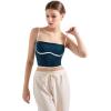 imageSUUKSESS Women Square Neck Longline Sports Bra Padded Basic Workout Cami Tank TopNavy