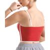 imageSUUKSESS Women Square Neck Longline Sports Bra Padded Basic Workout Cami Tank TopRed