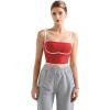 imageSUUKSESS Women Square Neck Longline Sports Bra Padded Basic Workout Cami Tank TopRed