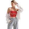 imageSUUKSESS Women Square Neck Longline Sports Bra Padded Basic Workout Cami Tank TopRed