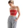 imageSUUKSESS Women Square Neck Longline Sports Bra Padded Basic Workout Cami Tank TopRed