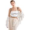 imageSUUKSESS Women Square Neck Longline Sports Bra Padded Basic Workout Cami Tank TopWhite