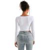 imageSUUKSESS Women Square Neck Ribbed Long Sleeve Shirts Lace Trim Y2k Crop TopWhite