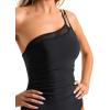 imageSUUKSESS Women Tummy Control One Piece Swimsuit Mesh One Shoulder Bathing Suit69 Black