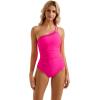 imageSUUKSESS Women Tummy Control One Piece Swimsuit Mesh One Shoulder Bathing Suit69 Hot Pink