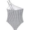 imageSUUKSESS Women Tummy Control One Piece Swimsuit Mesh One Shoulder Bathing Suit69 Navy Blue Striped