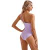 imageSUUKSESS Women Tummy Control One Piece Swimsuit Mesh One Shoulder Bathing Suit69 Purple