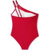 imageSUUKSESS Women Tummy Control One Piece Swimsuit Mesh One Shoulder Bathing Suit69 Red