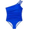 imageSUUKSESS Women Tummy Control One Piece Swimsuit Mesh One Shoulder Bathing Suit69 Royal Blue