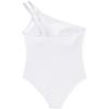 imageSUUKSESS Women Tummy Control One Piece Swimsuit Mesh One Shoulder Bathing Suit69 White