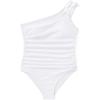 imageSUUKSESS Women Tummy Control One Piece Swimsuit Mesh One Shoulder Bathing Suit69 White