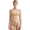 imageSUUKSESS Women Crew Neck Long Sleeve T Shirts Double Lined Tight Fitted Crop TopNude