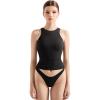 imageSUUKSESS Women High Neck Sleeveless Double Lined Summer Basic Crop Tank Tops 2025Black