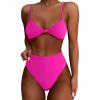 imageSUUKSESS Women Sexy High Waisted Bikini Sets Cheeky High Cut 2 Piece Swimsuits63 Hot Pink