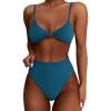 imageSUUKSESS Women Sexy High Waisted Bikini Sets Cheeky High Cut 2 Piece Swimsuits63 Peacock Blue
