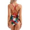 imageSUUKSESS Women One Piece Swimsuit Tummy Control V Neck Crisscross Back Bathing Suit67 Coral Pink Floral