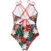 imageSUUKSESS Women One Piece Swimsuit Tummy Control V Neck Crisscross Back Bathing Suit67 Coral Pink Floral