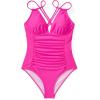 imageSUUKSESS Women One Piece Swimsuit Tummy Control V Neck Crisscross Back Bathing Suit67 Hot Pink