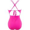 imageSUUKSESS Women One Piece Swimsuit Tummy Control V Neck Crisscross Back Bathing Suit67 Hot Pink