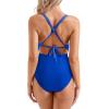 imageSUUKSESS Women One Piece Swimsuit Tummy Control V Neck Crisscross Back Bathing Suit67 Royal Blue