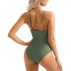 imageSUUKSESS Women Sexy Lace V Neck One Piece Swimsuit Tummy Control Bathing Suit64 Army Green