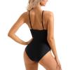 imageSUUKSESS Women Sexy Lace V Neck One Piece Swimsuit Tummy Control Bathing Suit64 Black