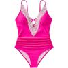 imageSUUKSESS Women Sexy Lace V Neck One Piece Swimsuit Tummy Control Bathing Suit64 Hot Pink