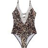 imageSUUKSESS Women Sexy Lace V Neck One Piece Swimsuit Tummy Control Bathing Suit64 Leopard