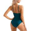 imageSUUKSESS Women Sexy Lace V Neck One Piece Swimsuit Tummy Control Bathing Suit64 Peacock Blue