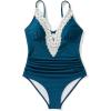 imageSUUKSESS Women Sexy Lace V Neck One Piece Swimsuit Tummy Control Bathing Suit64 Peacock Blue