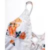 imageSUUKSESS Women Sexy Lace V Neck One Piece Swimsuit Tummy Control Bathing Suit64 White Floral