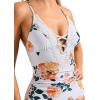 imageSUUKSESS Women Sexy Lace V Neck One Piece Swimsuit Tummy Control Bathing Suit64 White Floral