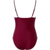 imageSUUKSESS Women Sexy Lace V Neck One Piece Swimsuit Tummy Control Bathing Suit64 Wine Red