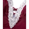 imageSUUKSESS Women Sexy Lace V Neck One Piece Swimsuit Tummy Control Bathing Suit64 Wine Red