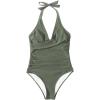 imageSUUKSESS Women Sexy Tummy Control One Piece Swimsuits Halter Push Up Bathing Suits1 Army Green