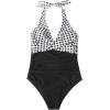 imageSUUKSESS Women Sexy Tummy Control One Piece Swimsuits Halter Push Up Bathing Suits1 Black Gingham