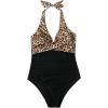 imageSUUKSESS Women Sexy Tummy Control One Piece Swimsuits Halter Push Up Bathing Suits1 Black Leopard