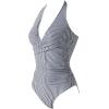 imageSUUKSESS Women Sexy Tummy Control One Piece Swimsuits Halter Push Up Bathing Suits1 Black Striped