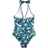 imageSUUKSESS Women Sexy Tummy Control One Piece Swimsuits Halter Push Up Bathing Suits1 Blue Floral