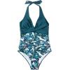 imageSUUKSESS Women Sexy Tummy Control One Piece Swimsuits Halter Push Up Bathing Suits1 Blue Floral